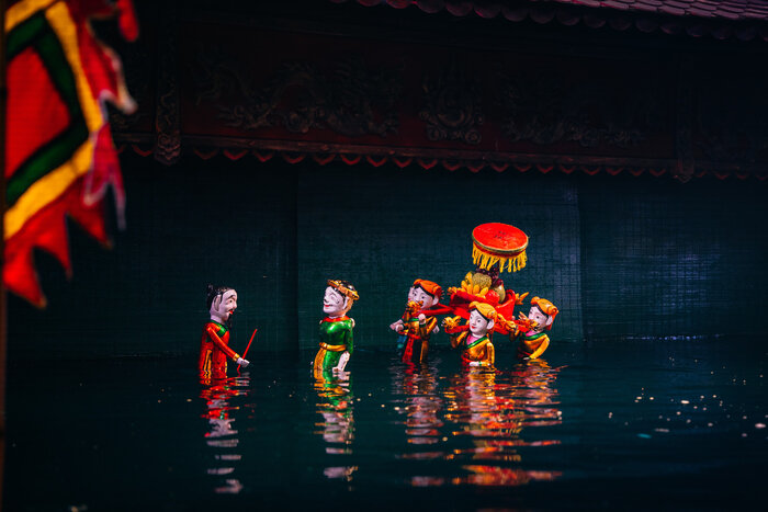 The stage of water puppetry